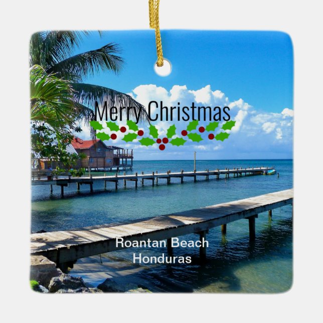 Ornamento De Cerâmica Feliz Natal, Honduras (Frente)