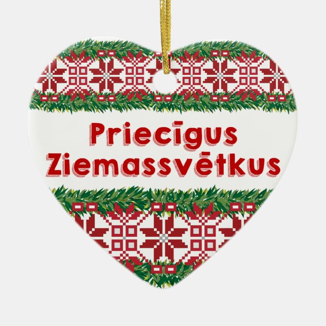 Ornamento De Cerâmica Feliz Natal II Priecīgus Ziemassvētkus (Frente)