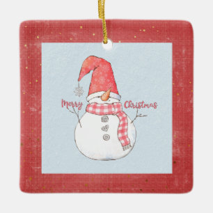 Ornamento De Cerâmica Feliz Natal Inverno Snowman Ano Keepau