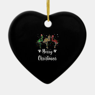 Ornamento De Cerâmica Feliz Natal Leopard Red Green Xadrez Flamingo