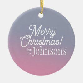 Ornamento De Cerâmica Feliz Natal Lilac Pink Ombre