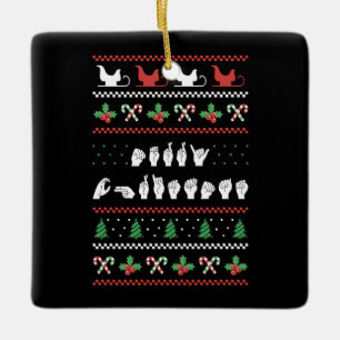 Ornamento De Cerâmica Feliz Natal - Língua de Sinais Americana I