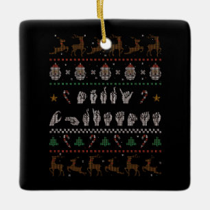 Ornamento De Cerâmica Feliz Natal - Língua de Sinais Americana II