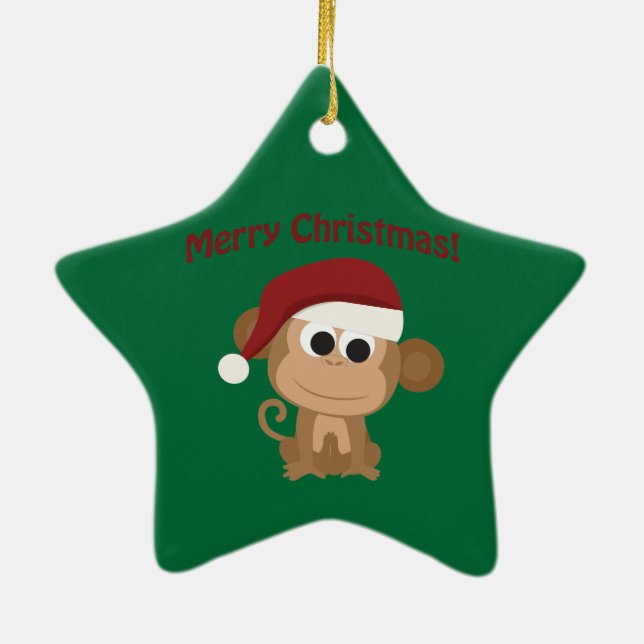 Ornamento De Cerâmica Feliz Natal! Macaco (Verso)