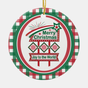 Ornamento De Cerâmica Feliz Natal - Marquee Retro - Alegria ao Mundo