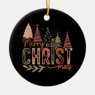 Ornamento De Cerâmica Feliz Natal Mas Christmas Fé Cristã Jesus C