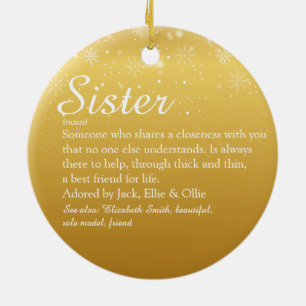 Ornamento De Cerâmica Feliz Natal Melhor Irmã de Sempre Definição