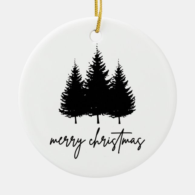 Ornamento De Cerâmica Feliz Natal minimalista Férias (Frente)