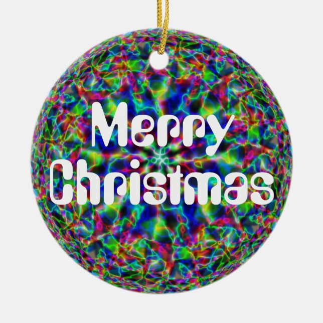 Ornamento De Cerâmica Feliz Natal (mude de palavras) (Frente)