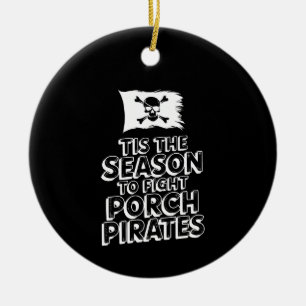Ornamento De Cerâmica Feliz Natal Negro - Pirata Anti-Porch