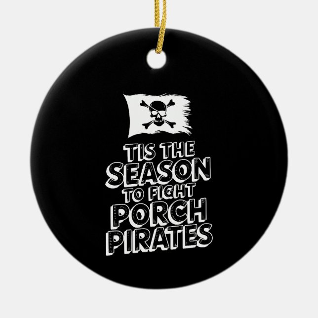 Ornamento De Cerâmica Feliz Natal Negro - Pirata Anti-Porch (Frente)