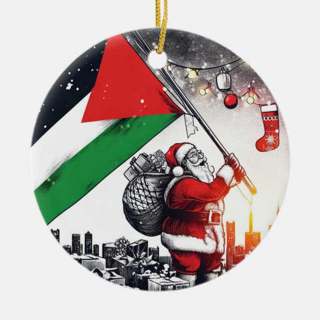 Ornamento De Cerâmica Feliz Natal, Palestina: Só Causa Unidade Ornam (Frente)