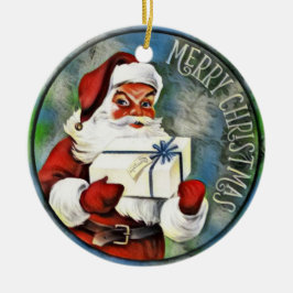 Ornamento De Cerâmica Feliz Natal Papai Noel