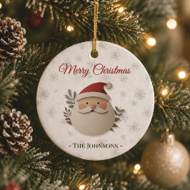 Ornamento De Cerâmica Feliz Natal Papai Noel – Família Personalizada