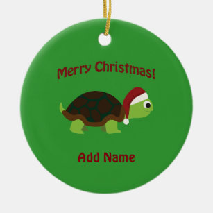 Ornamento De Cerâmica Feliz Natal! Papai noel Turtle