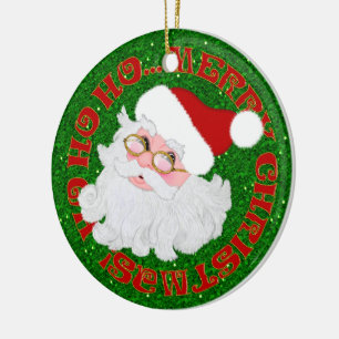 Ornamento De Cerâmica Feliz Natal Papais noeis Enfrentando O ROUND ORNAM