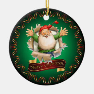 Ornamento De Cerâmica Feliz Natal ~ Papais noeis Quebrando ~ Cerâmica