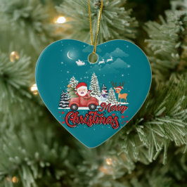 Ornamento De Cerâmica Feliz Natal Papais noeis Vermelhos Presentes de Ca