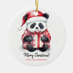 Ornamento De Cerâmica Feliz Natal para Papais noeis de Panda