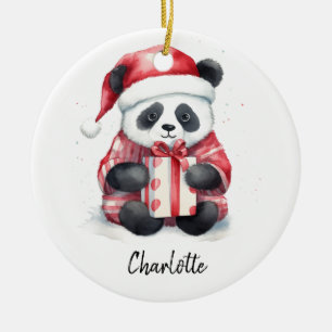 Ornamento De Cerâmica Feliz Natal para Papais noeis de Panda