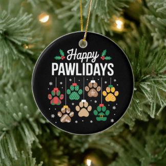 Ornamento De Cerâmica Feliz Natal Patinhas Natal Cachorro Férias
