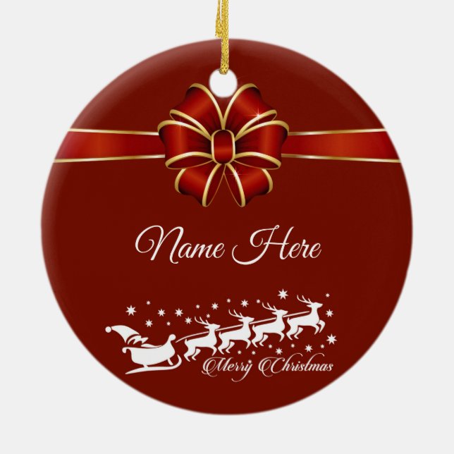 Ornamento De Cerâmica Feliz Natal Personalizado (Traseira)