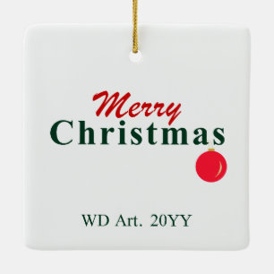 Ornamento De Cerâmica Feliz Natal Personalizado em Ornament Vermelho Ver