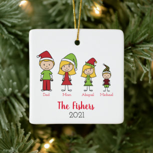 Ornamento De Cerâmica Feliz Natal Personalizado Família Natal