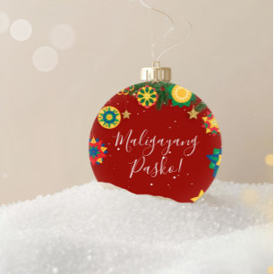 Ornamento De Cerâmica Feliz Natal Personalizado Filipino Natal