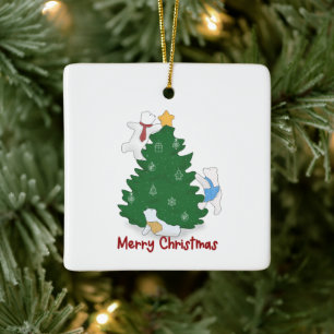 Ornamento De Cerâmica Feliz Natal Polar Bears