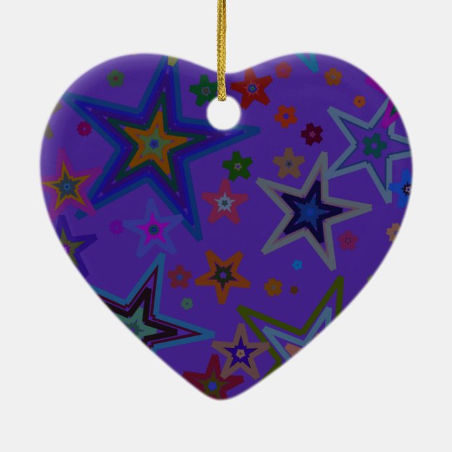 Ornamento De Cerâmica Feliz Natal Roxo Escuro, estrelas do céu (Verso)