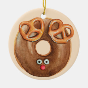 Ornamento De Cerâmica Feliz Natal Rudolph Reindeer Rosquinha