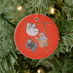Ornamento De Cerâmica Feliz Natal Sloth