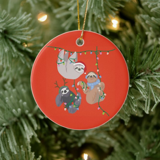 Ornamento De Cerâmica Feliz Natal Sloth (Árvore)
