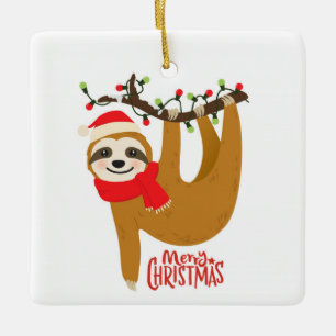 Ornamento De Cerâmica Feliz Natal Sloth