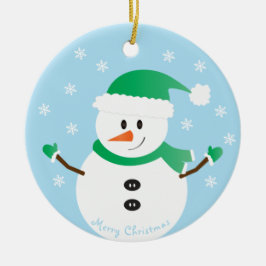 Ornamento De Cerâmica Feliz Natal Snowman Snowflakes