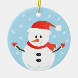 Ornamento De Cerâmica Feliz Natal Snowman Snowflakes