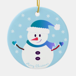 Ornamento De Cerâmica Feliz Natal Snowman Snowflakes