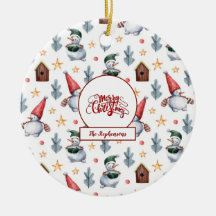 Feliz Natal Snowman Snowflakes Monograma