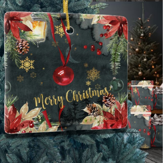 Ornamento De Cerâmica Feliz Natal Splendor (Criador carregado)