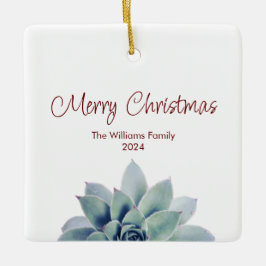 Ornamento De Cerâmica Feliz Natal - Suculento Botânico