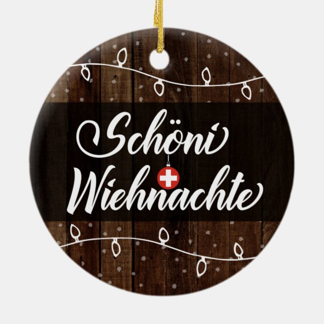 Ornamento De Cerâmica Feliz Natal suíço, Schöni Wiehnachte (Traseira)