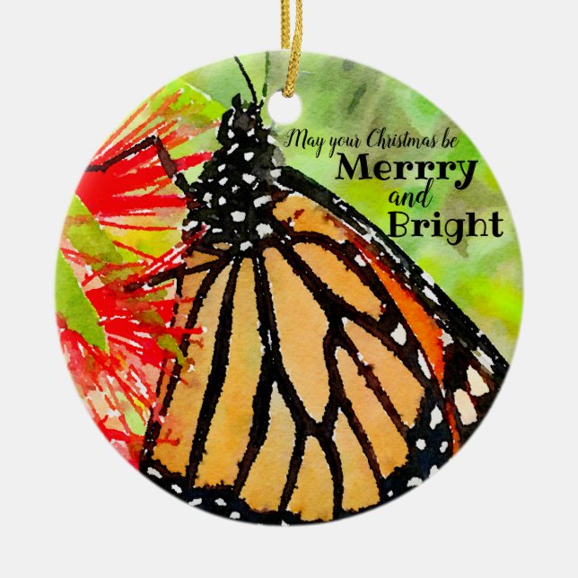 Ornamento De Cerâmica Feliz Natal Sunshine Monarfly (Frente)