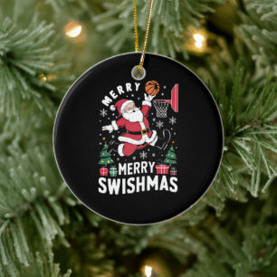 Ornamento De Cerâmica Feliz Natal Swishmas Papai Noel Jogando Basquete 