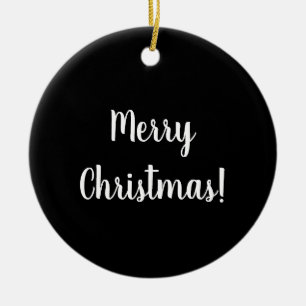 Ornamento De Cerâmica Feliz Natal Tipografia Preto e Branco