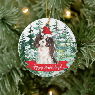 Ornamento De Cerâmica Feliz Natal Tri color King Charles O