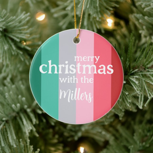 Ornamento De Cerâmica Feliz Natal vermelho e verde (Árvore)