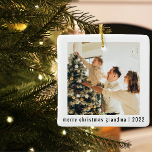 Ornamento De Cerâmica Feliz Natal Vovó 2022 Duas Fotografias