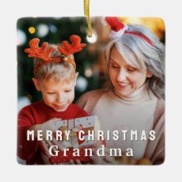 Ornamento De Cerâmica Feliz Natal Vovó Foto Personalizada de Natal