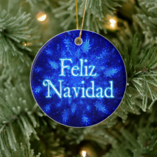 Ornamento De Cerâmica Feliz Navidad - Explosão de Neve